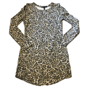 Derek ♥️ Heart Fade Leopard Print Criss Cross Cold Shoulder Body Con Dress Large